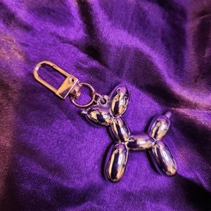 Silver Balloon Dog Bag Charm/Keychain